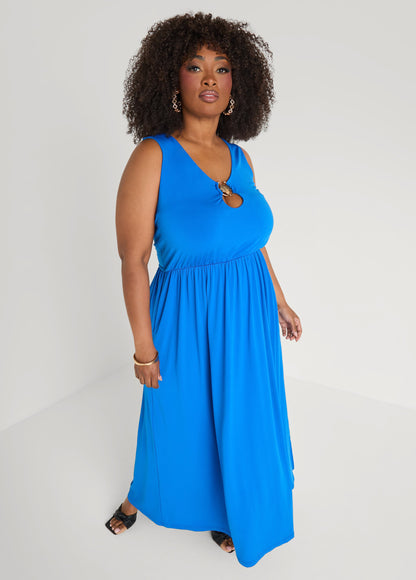 Ashley Stewart Shell Embellished Maxi Dress Orangeade