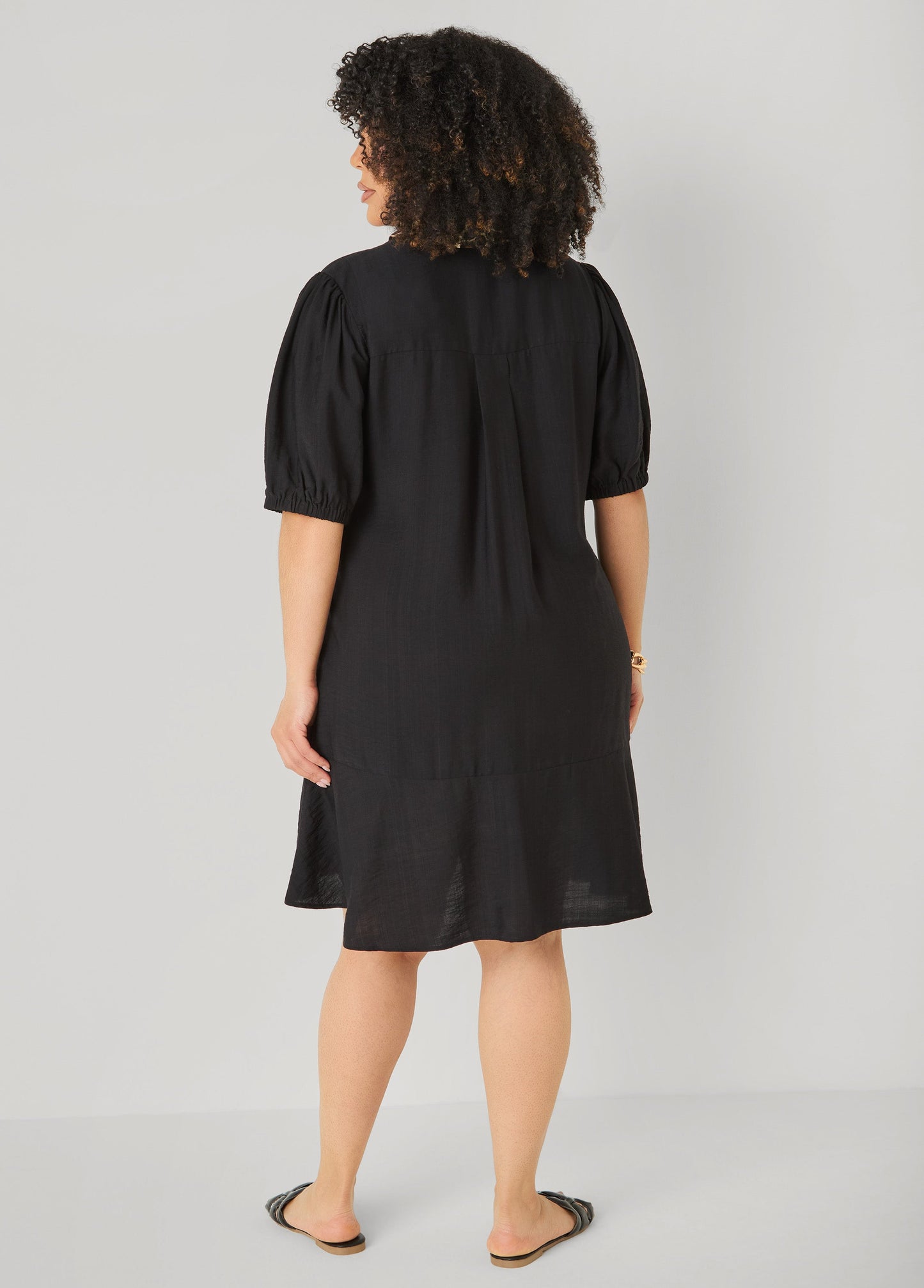 Ashley Stewart Leopard Trimmed Flounced Dress Black Combo