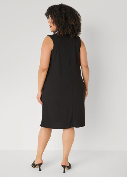 Ashley Stewart Two Tone Button Front Dress Black White