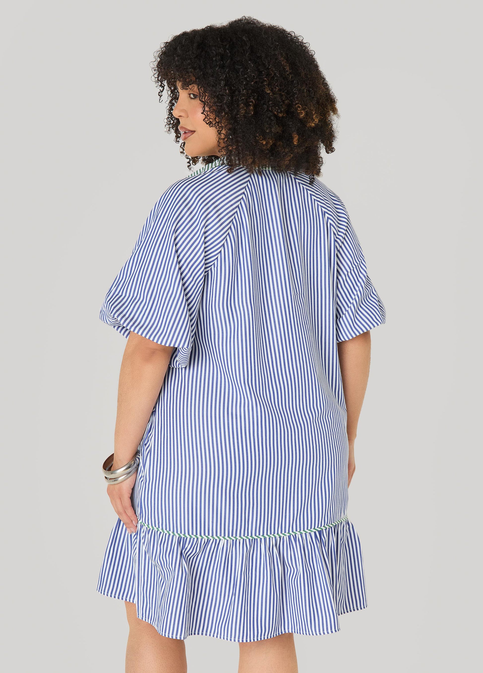Ashley Stewart Two Tone Striped Shirtdress Denim
