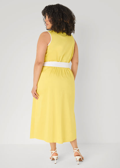 Ashley Stewart Cotton Blend Wrap Dress Primrose Yellow