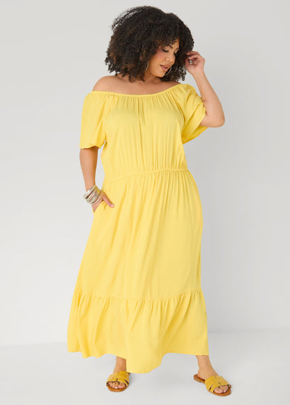 Ashley Stewart Off The Shoulder Maxi Dress Bud Green