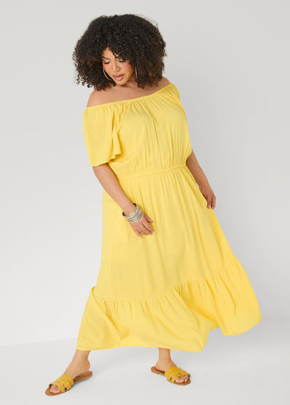 Ashley Stewart Off The Shoulder Maxi Dress Bud Green