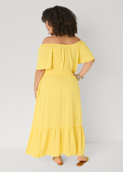 Ashley Stewart Off The Shoulder Maxi Dress Bud Green