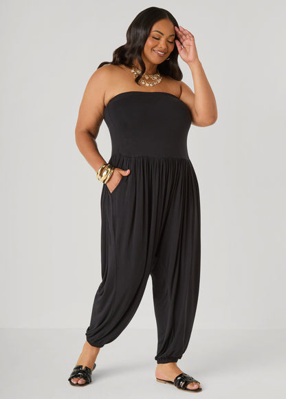 Ashley Stewart Strapless Harem Leg Jumpsuit Koi