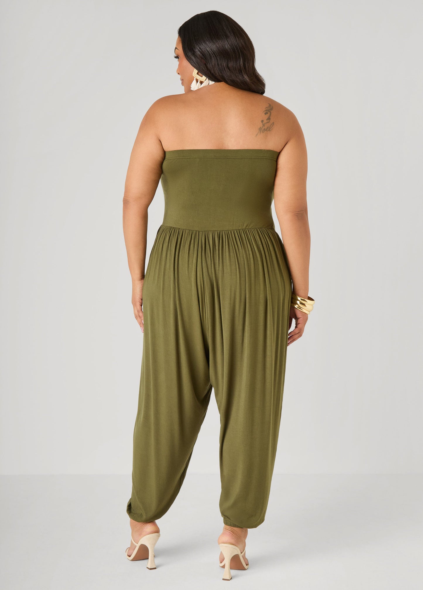 Ashley Stewart Strapless Harem Leg Jumpsuit Koi