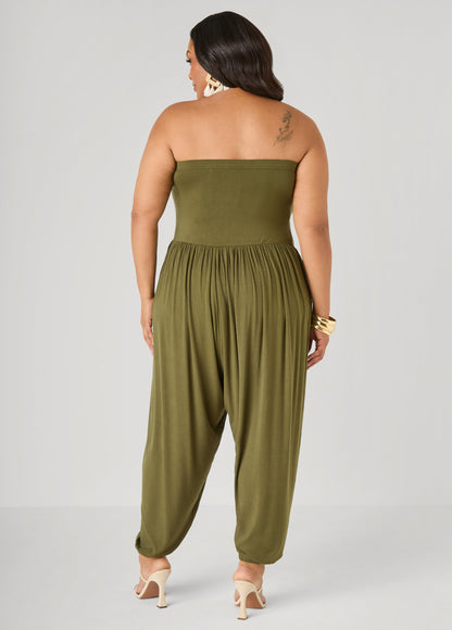 Ashley Stewart Strapless Harem Leg Jumpsuit Koi