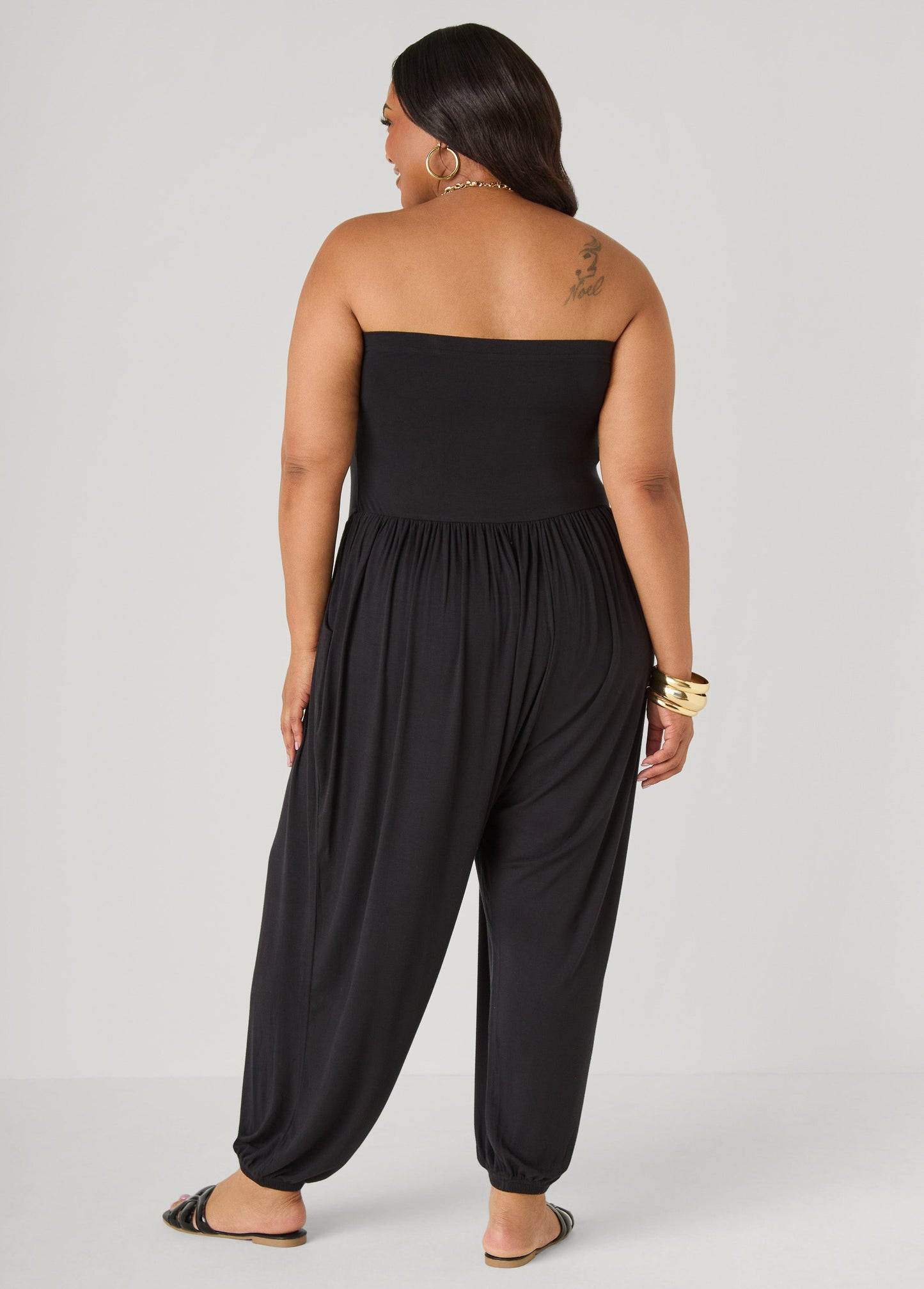 Ashley Stewart Strapless Harem Leg Jumpsuit Koi