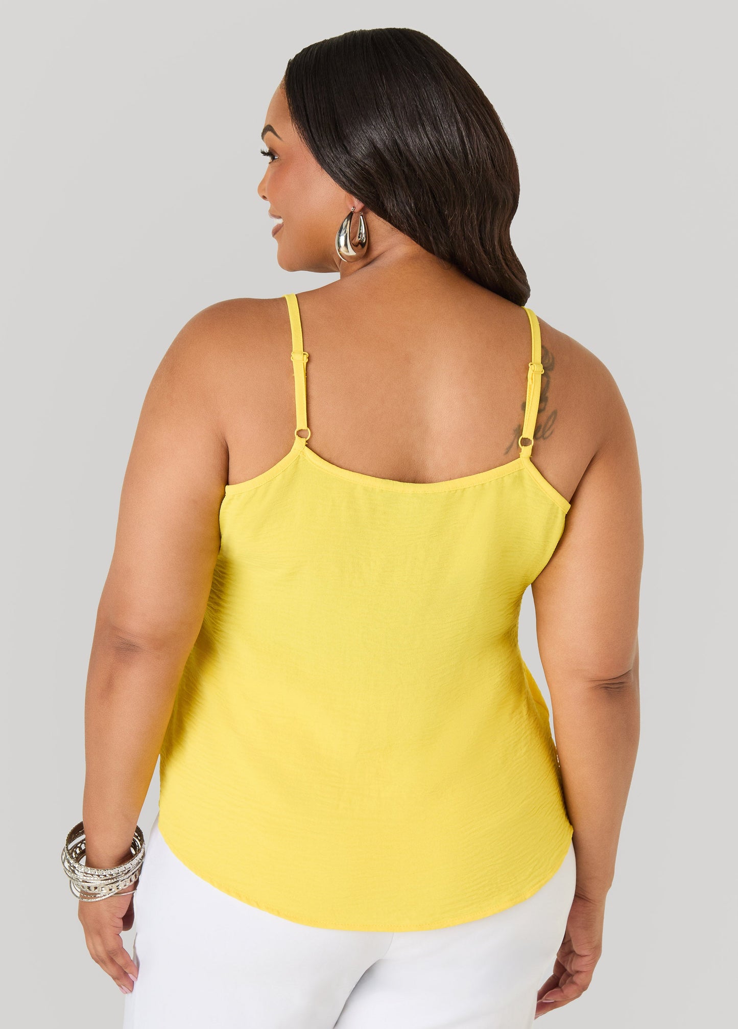 Ashley Stewart Textured V Neck Cami Primrose Yellow