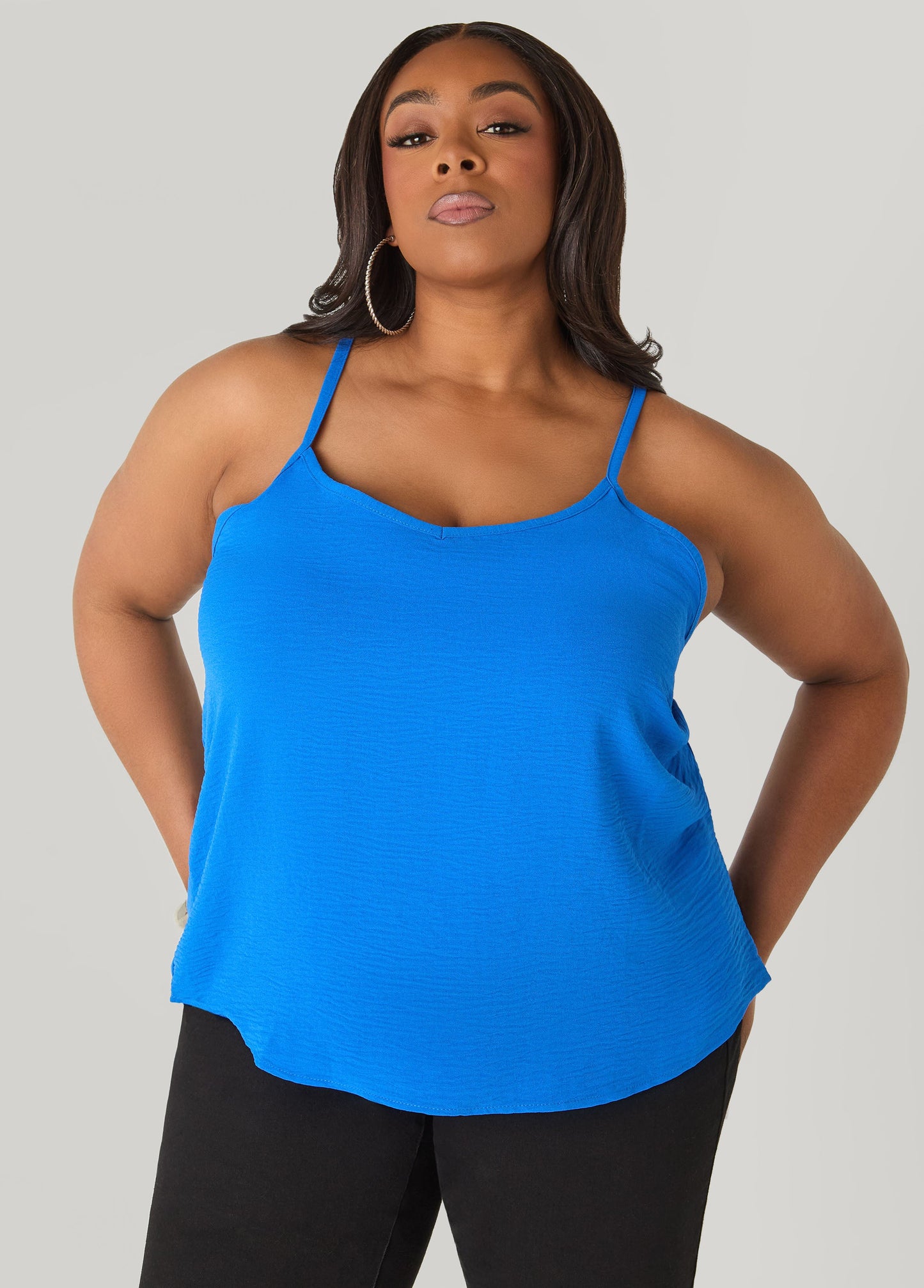 Ashley Stewart Textured V Neck Cami Primrose Yellow