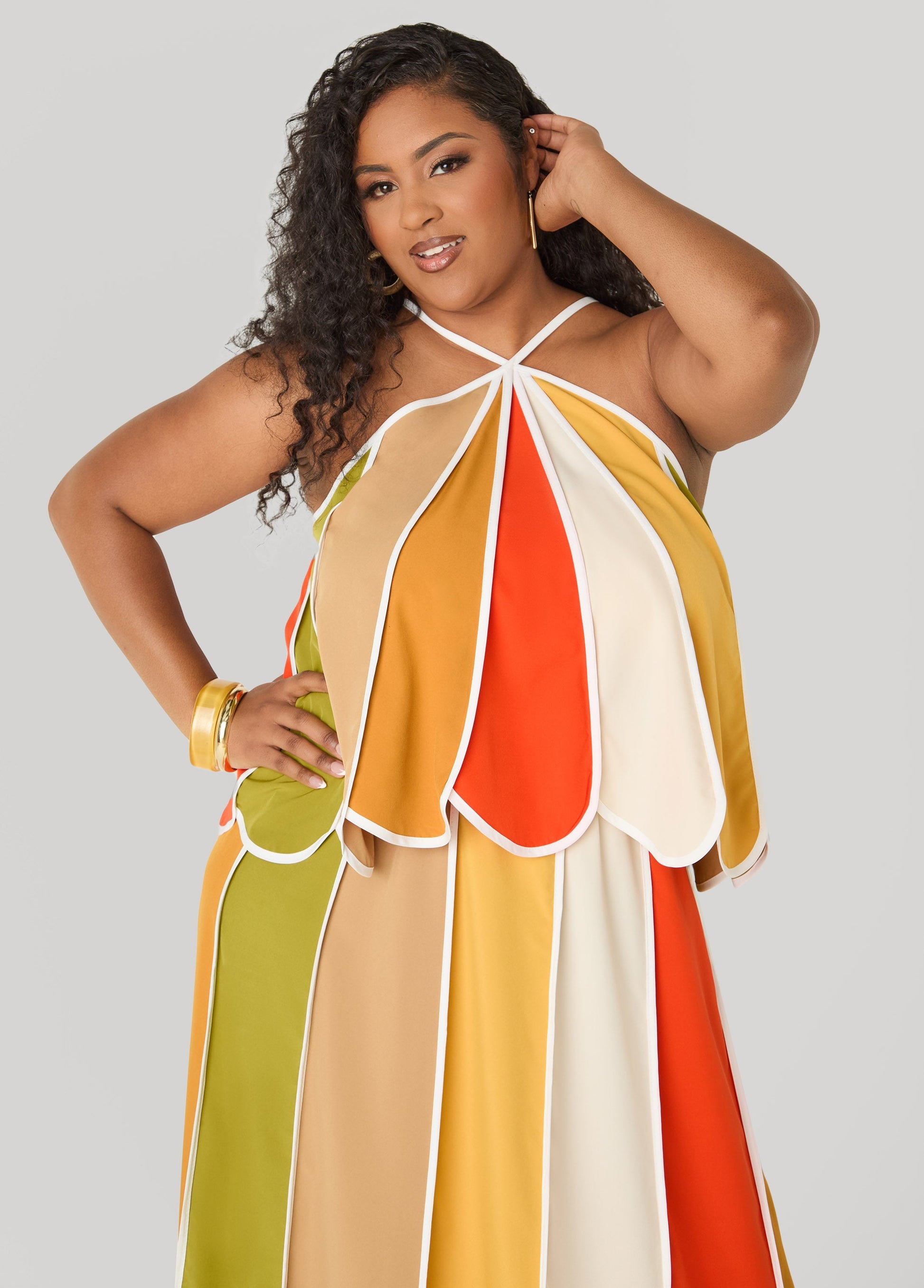 Ashley Stewart Striped Paneled Swing Top Multi
