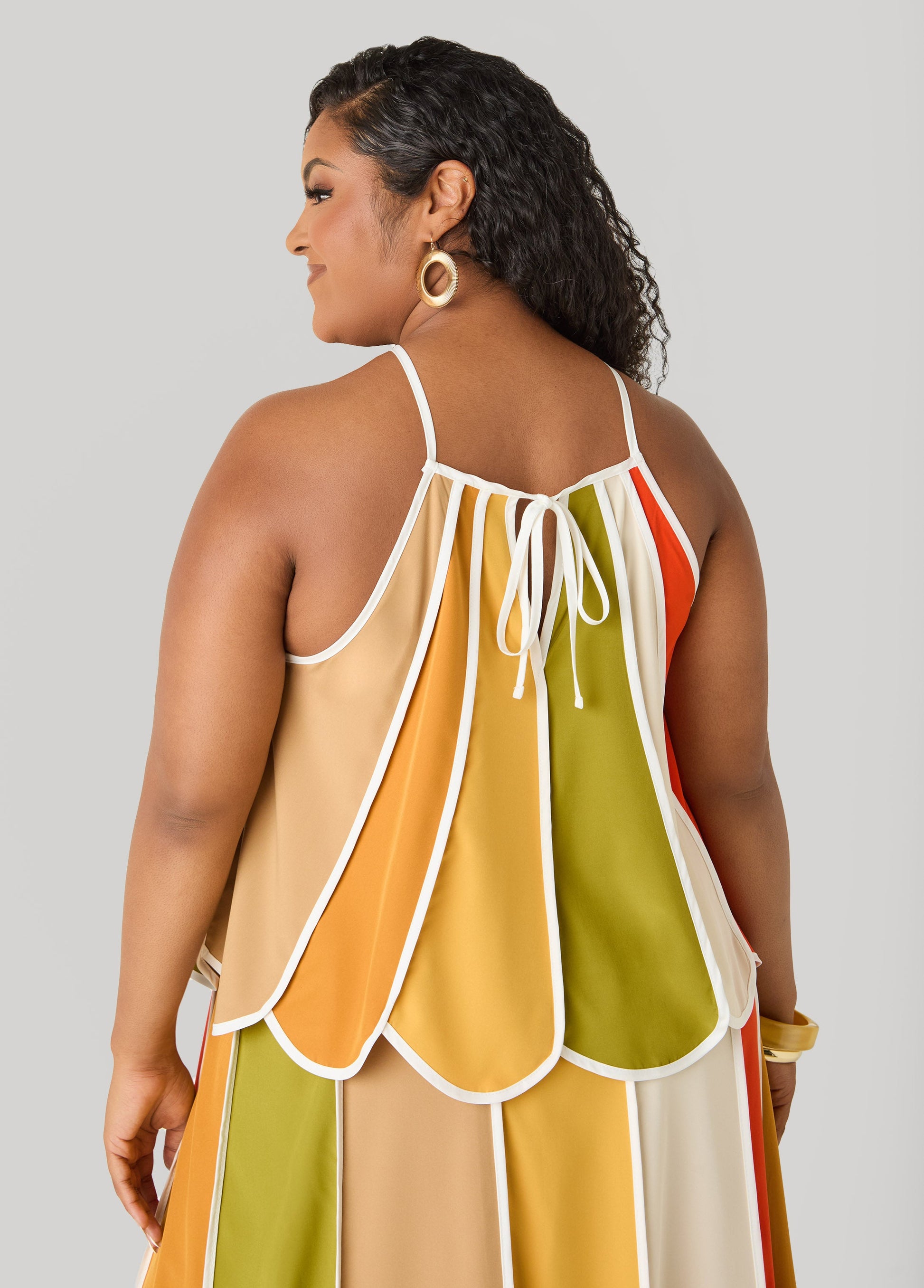 Ashley Stewart Striped Paneled Swing Top Multi