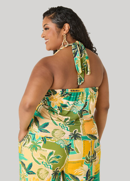 Ashley Stewart Tropical Print Halter Top Multi