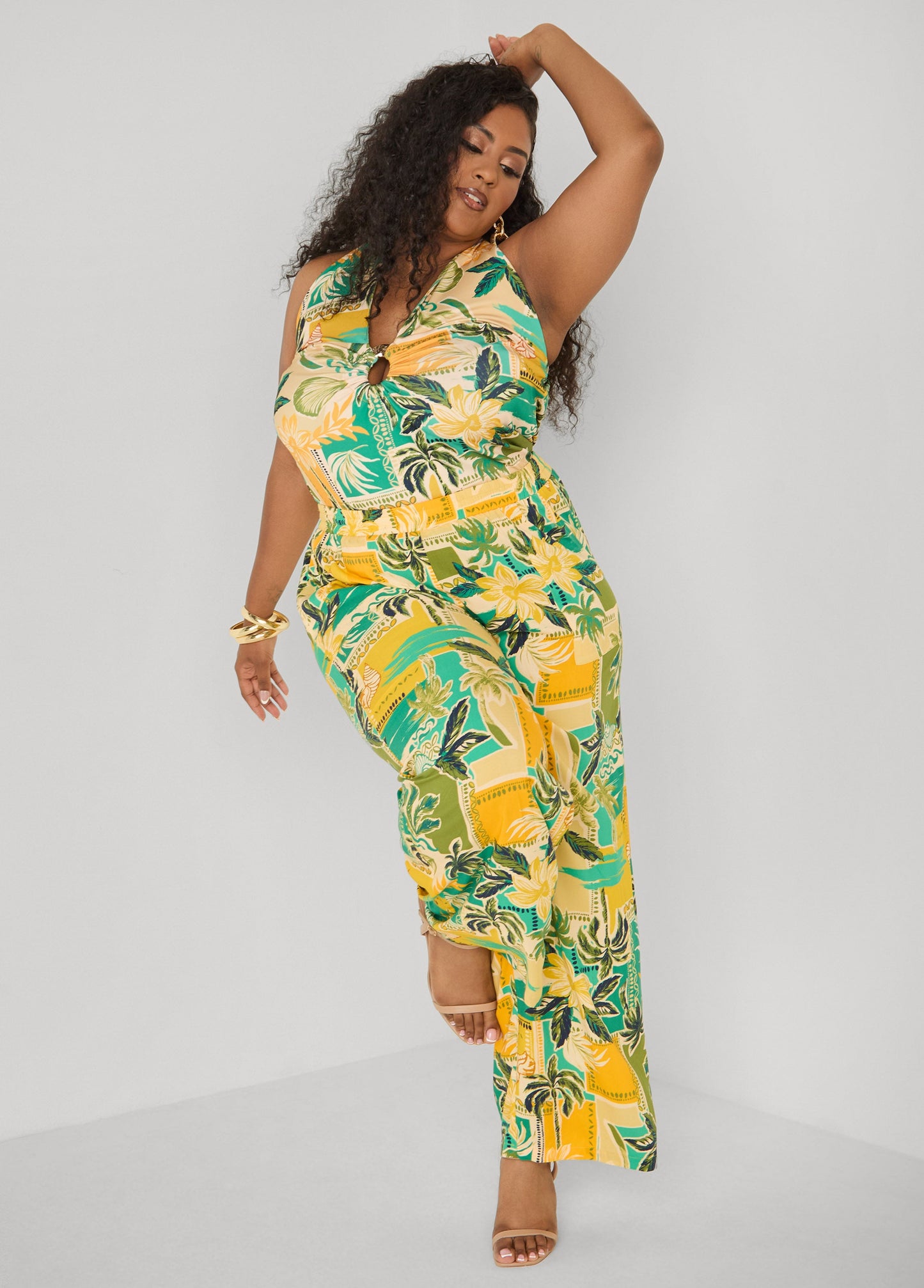 Ashley Stewart Tropical Print Halter Top Multi