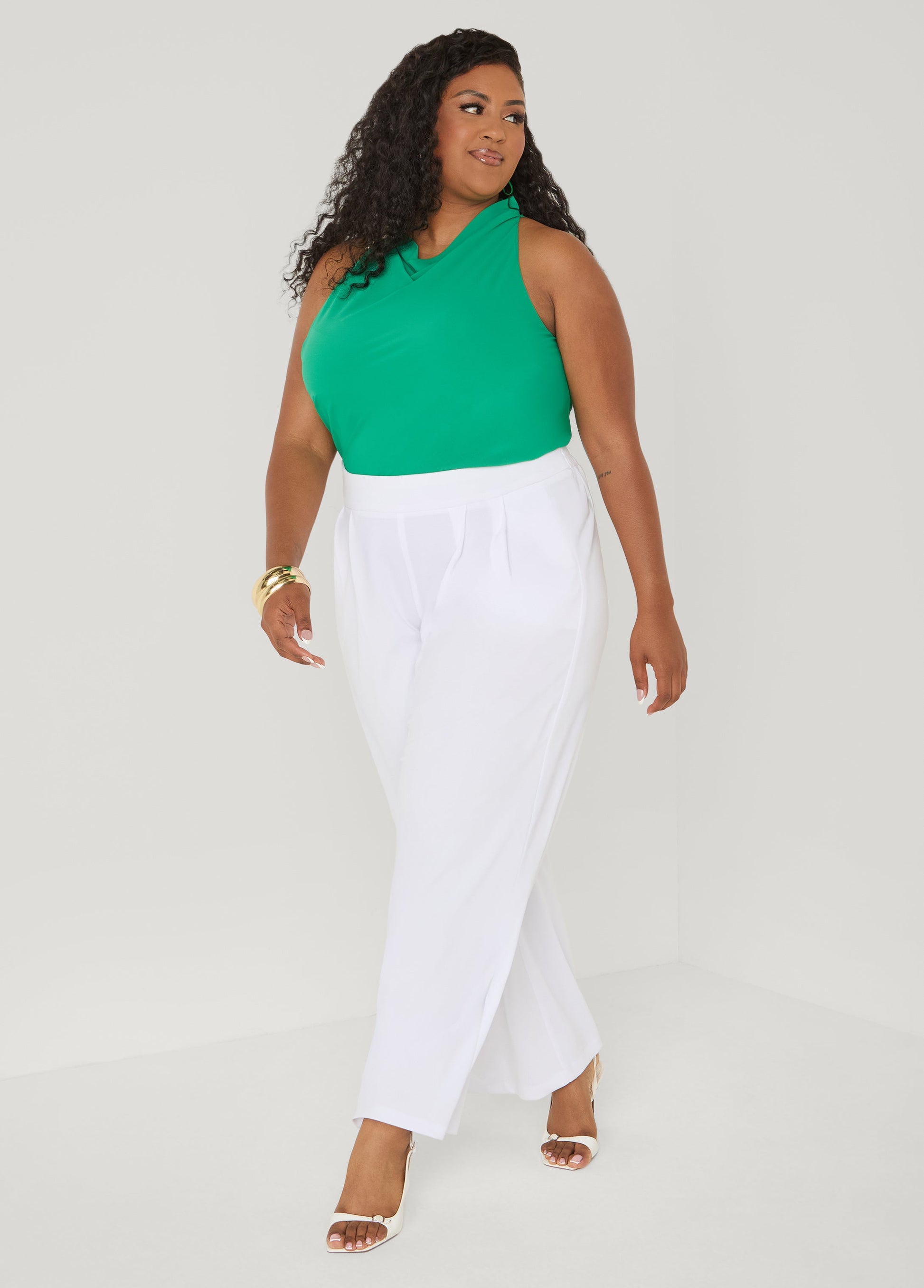 Ashley Stewart Embellished Cowl Neck Top Bosphorus