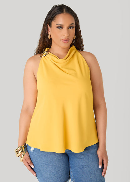 Ashley Stewart Embellished Cowl Neck Top Bosphorus