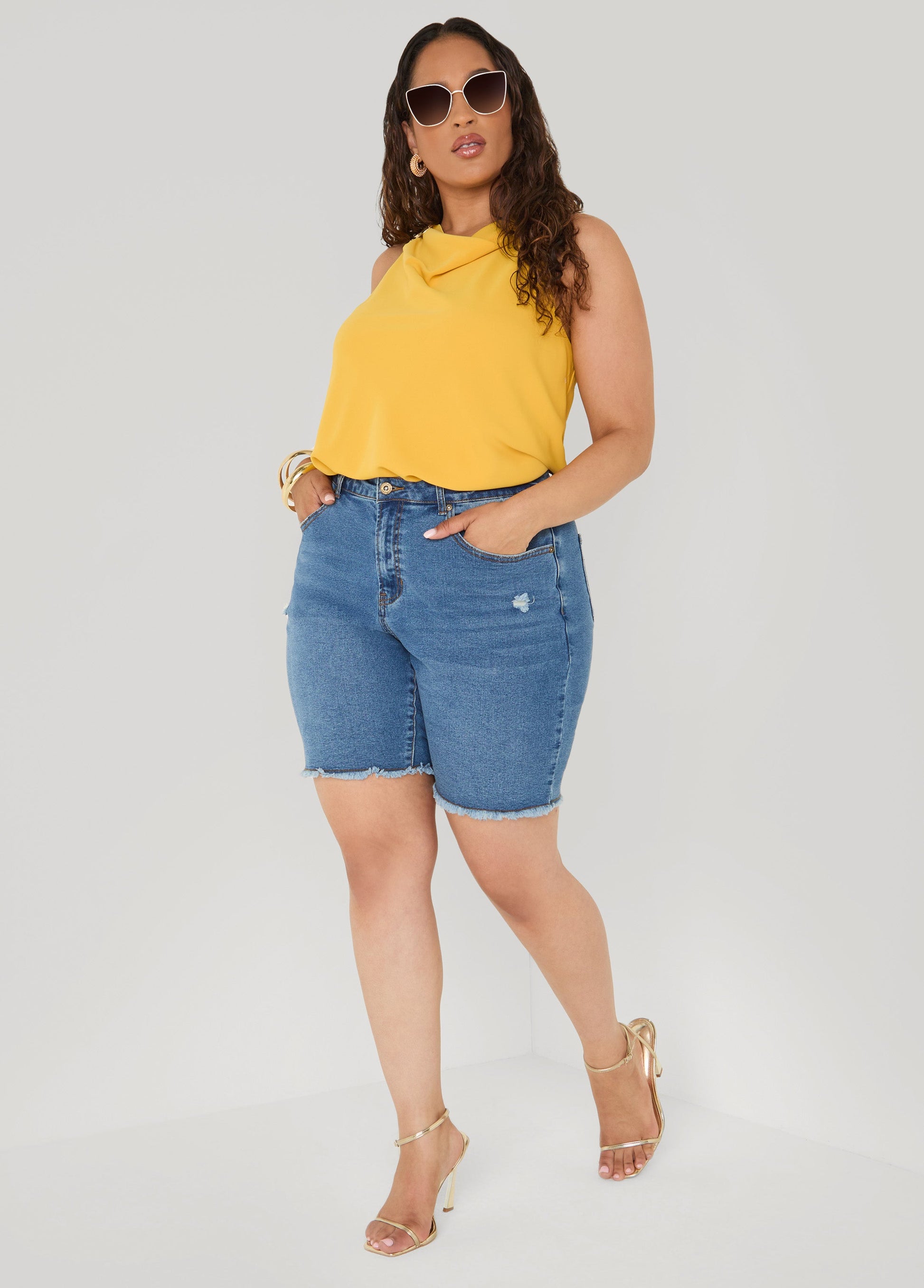Ashley Stewart Embellished Cowl Neck Top Bosphorus