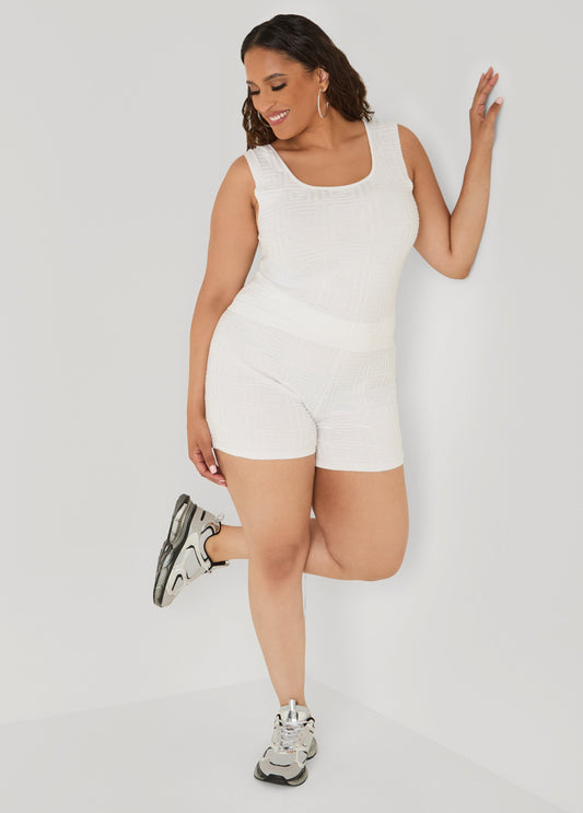 Ashley Stewart Jacquard Tank Top White