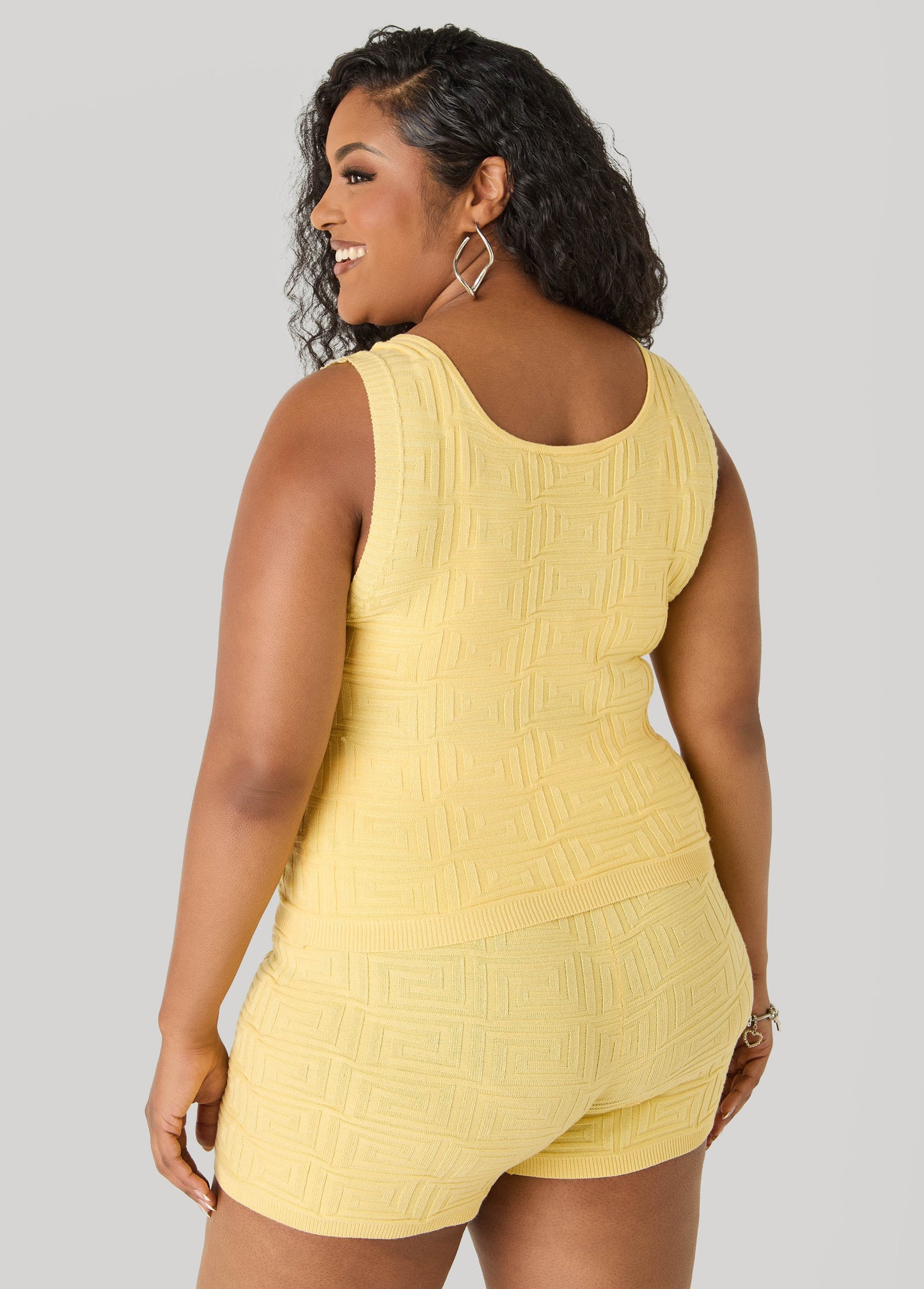 Ashley Stewart Jacquard Tank Top White