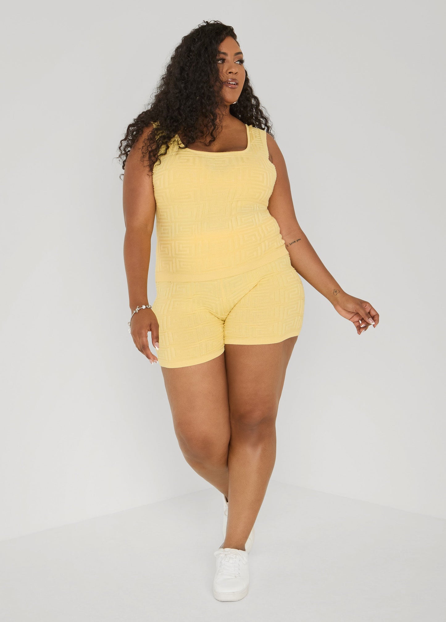 Ashley Stewart Jacquard Tank Top White