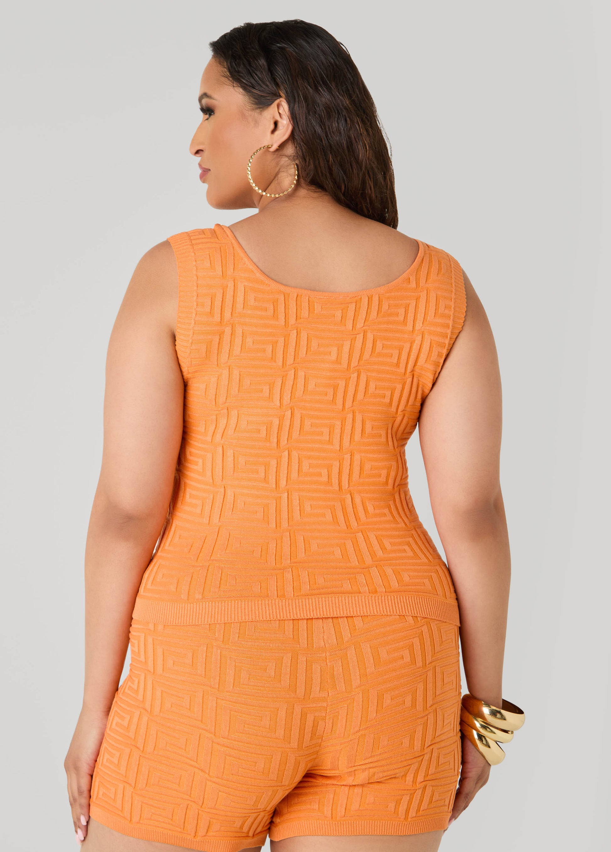 Ashley Stewart Jacquard Tank Top White