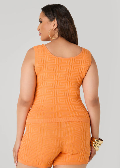 Ashley Stewart Jacquard Tank Top White