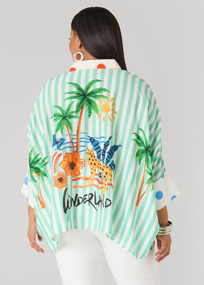 Ashley Stewart Wonderland Printed Shirt Multi