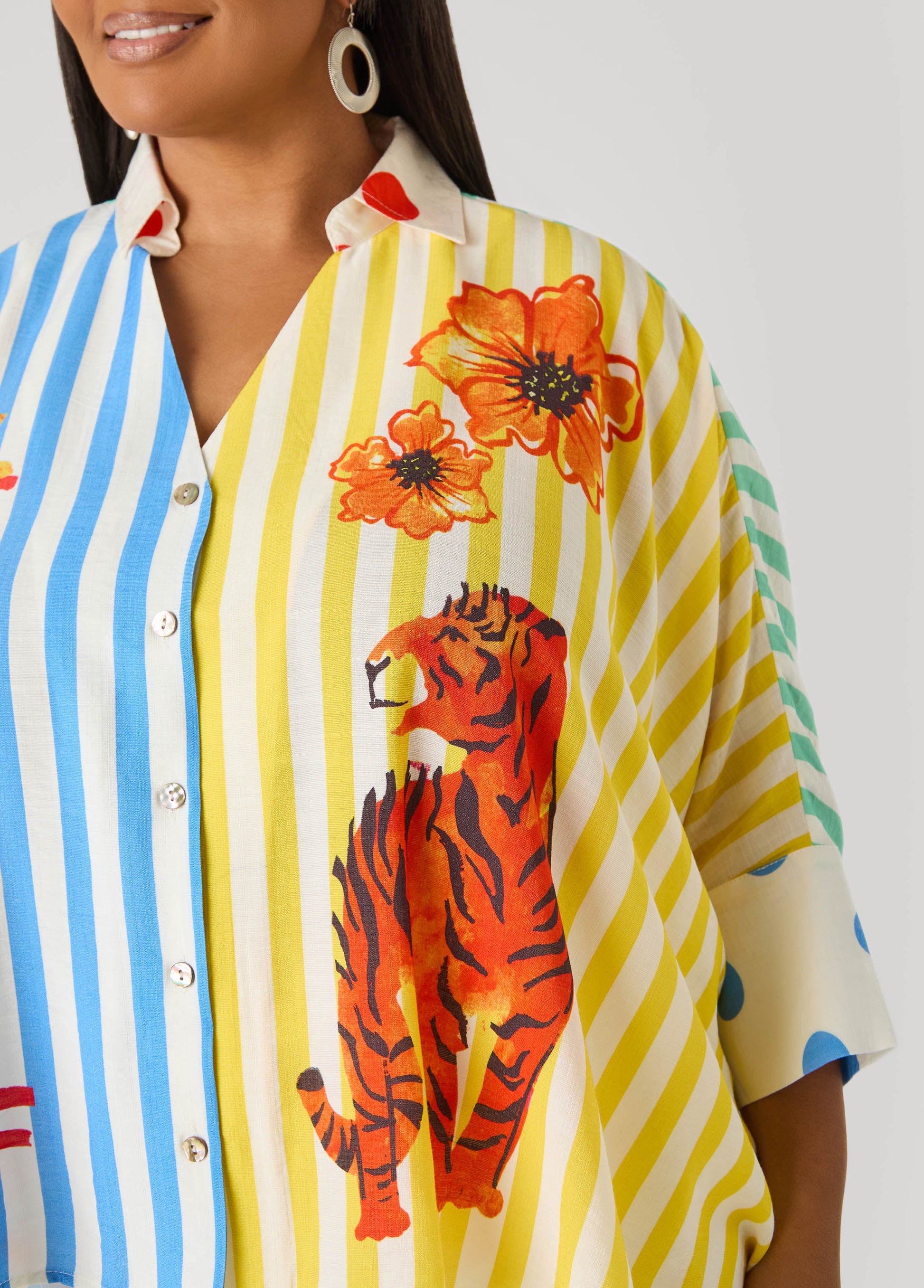 Ashley Stewart Wonderland Printed Shirt Multi
