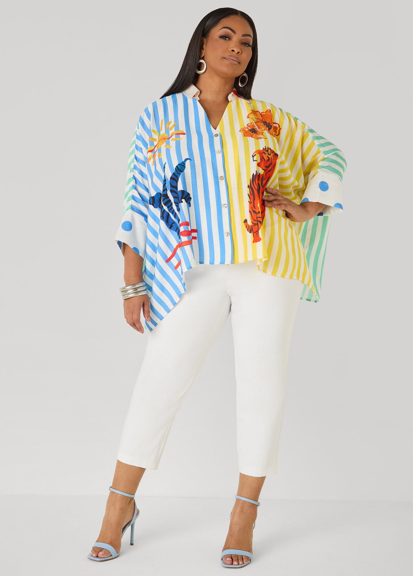 Ashley Stewart Wonderland Printed Shirt Multi