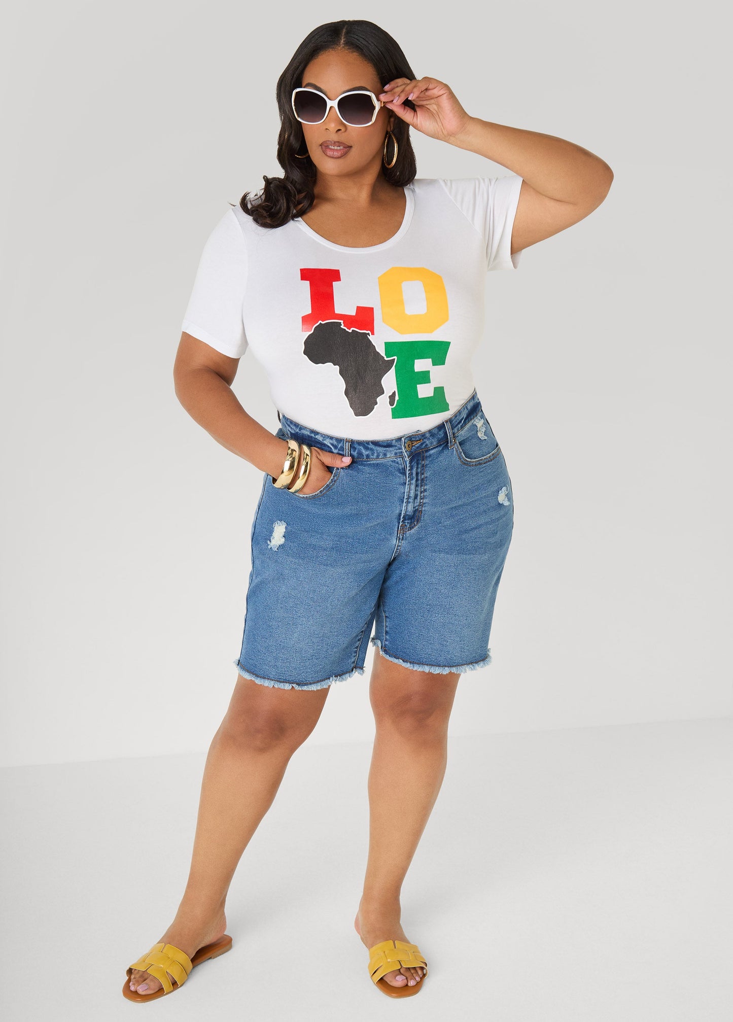 Ashley Stewart Love Africa Graphic Tee White