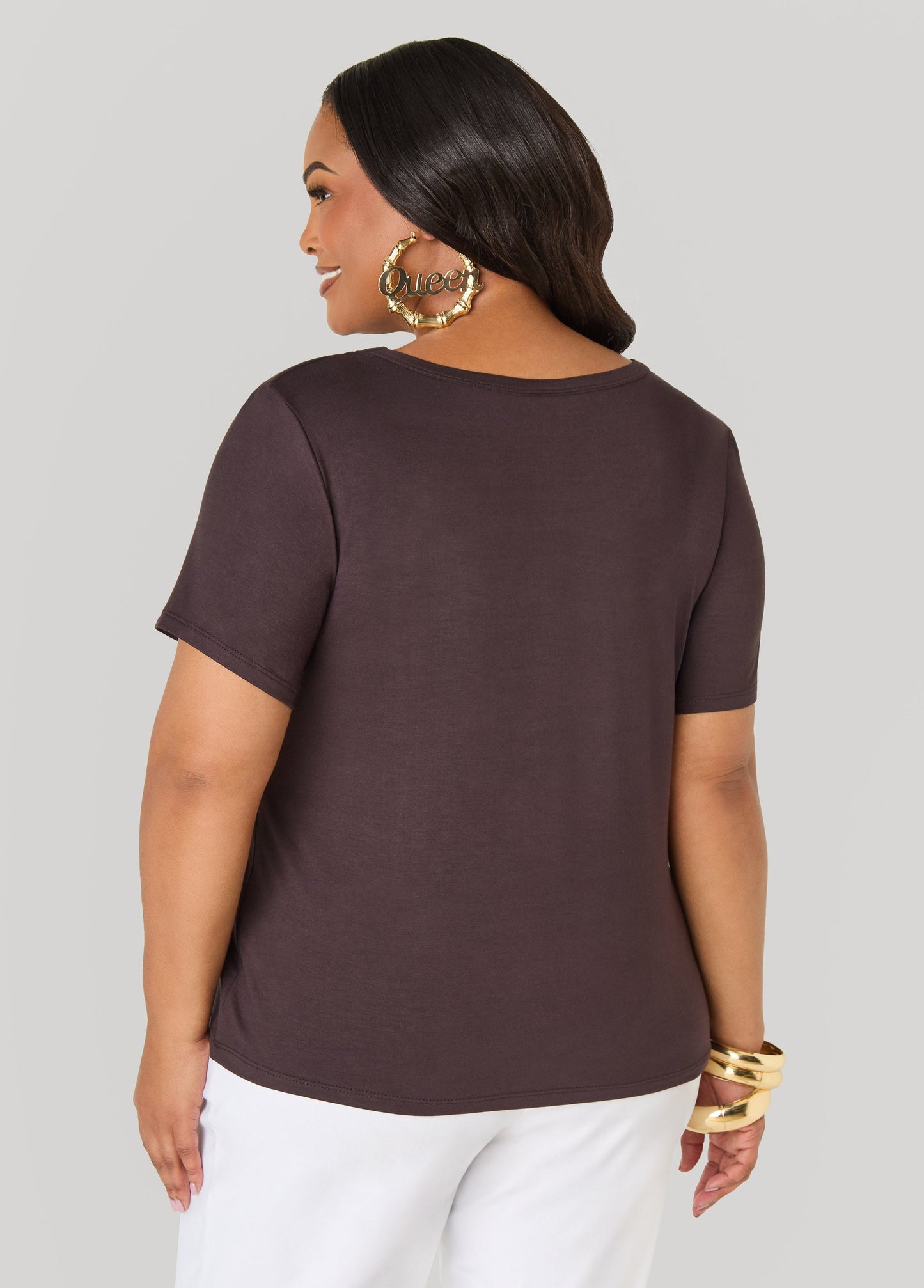 Ashley Stewart Queen Africa Crystal Tee Brown