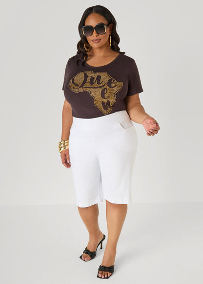 Ashley Stewart Queen Africa Crystal Tee Brown