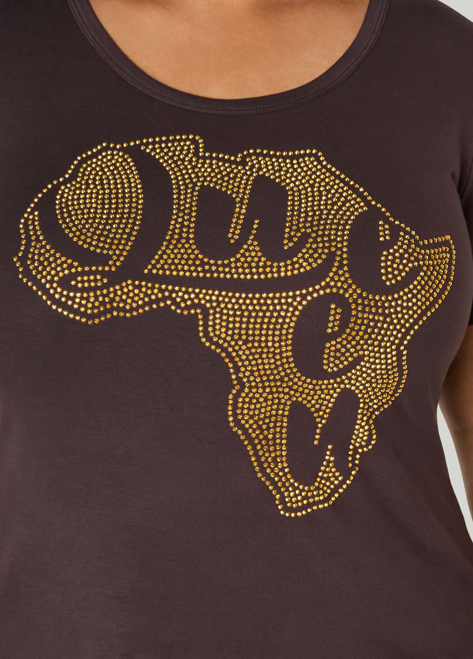 Ashley Stewart Queen Africa Crystal Tee Brown