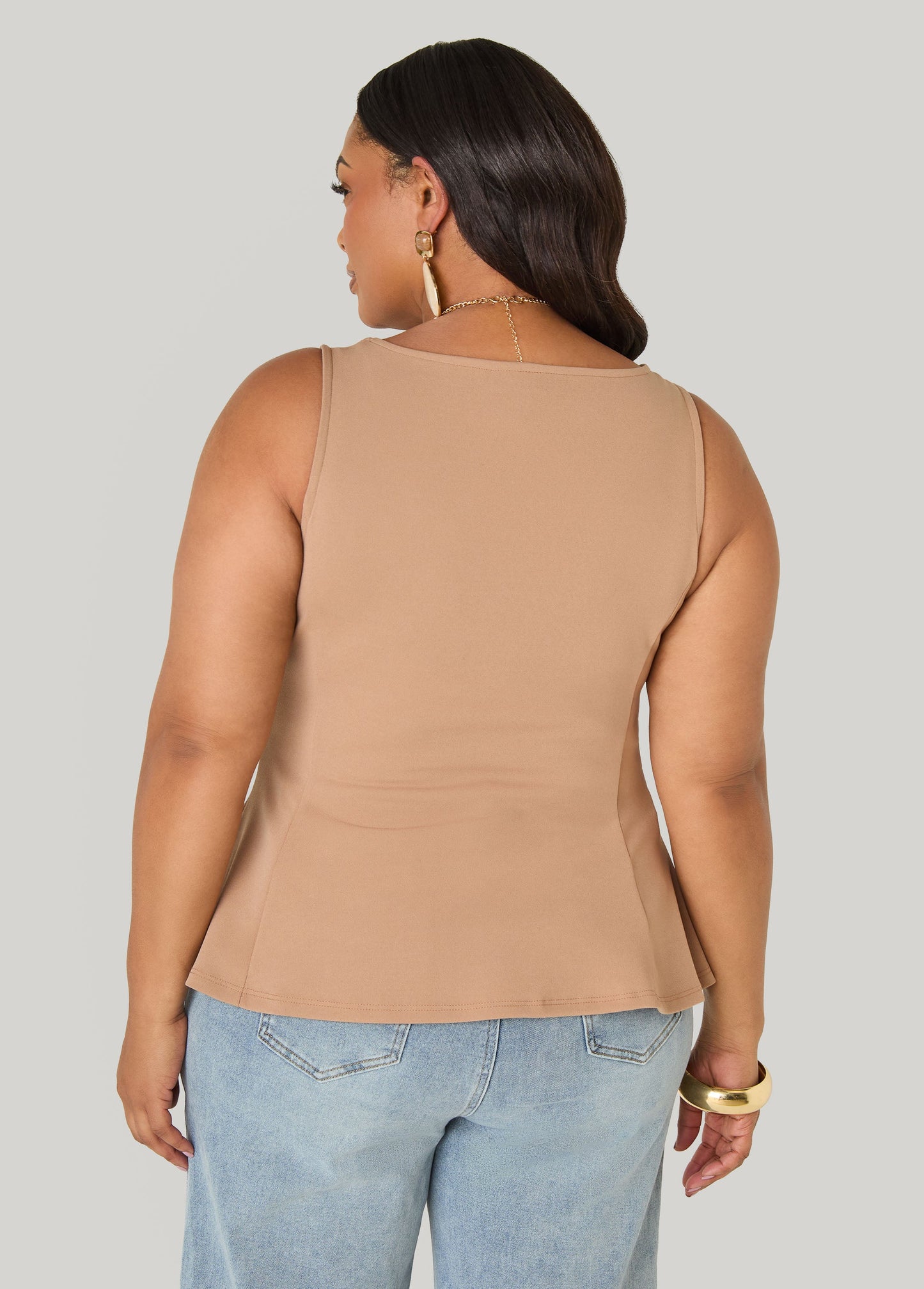 Ashley Stewart Stretch Crepe Peplum Top Royal Blue