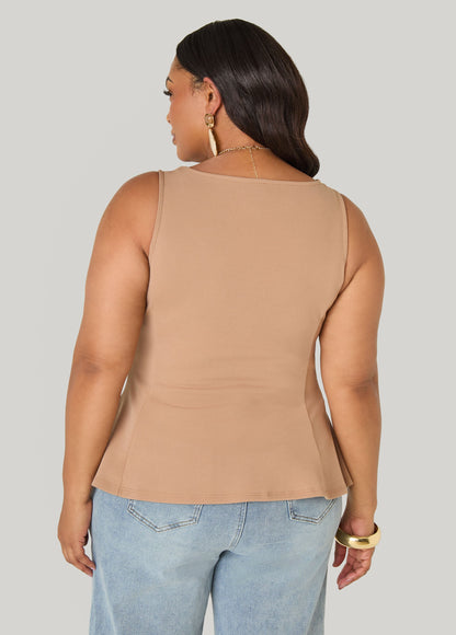 Ashley Stewart Stretch Crepe Peplum Top Royal Blue