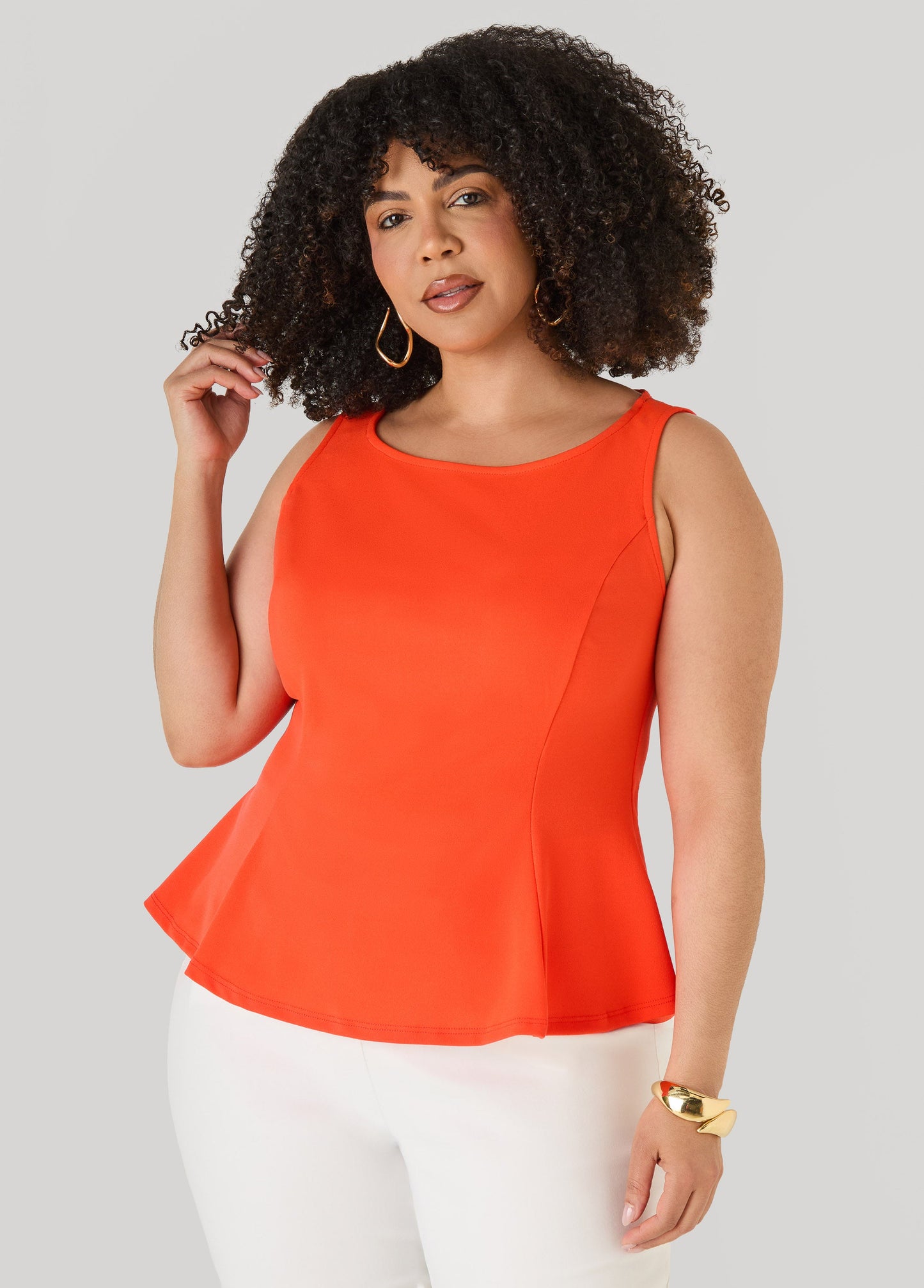 Ashley Stewart Stretch Crepe Peplum Top Royal Blue