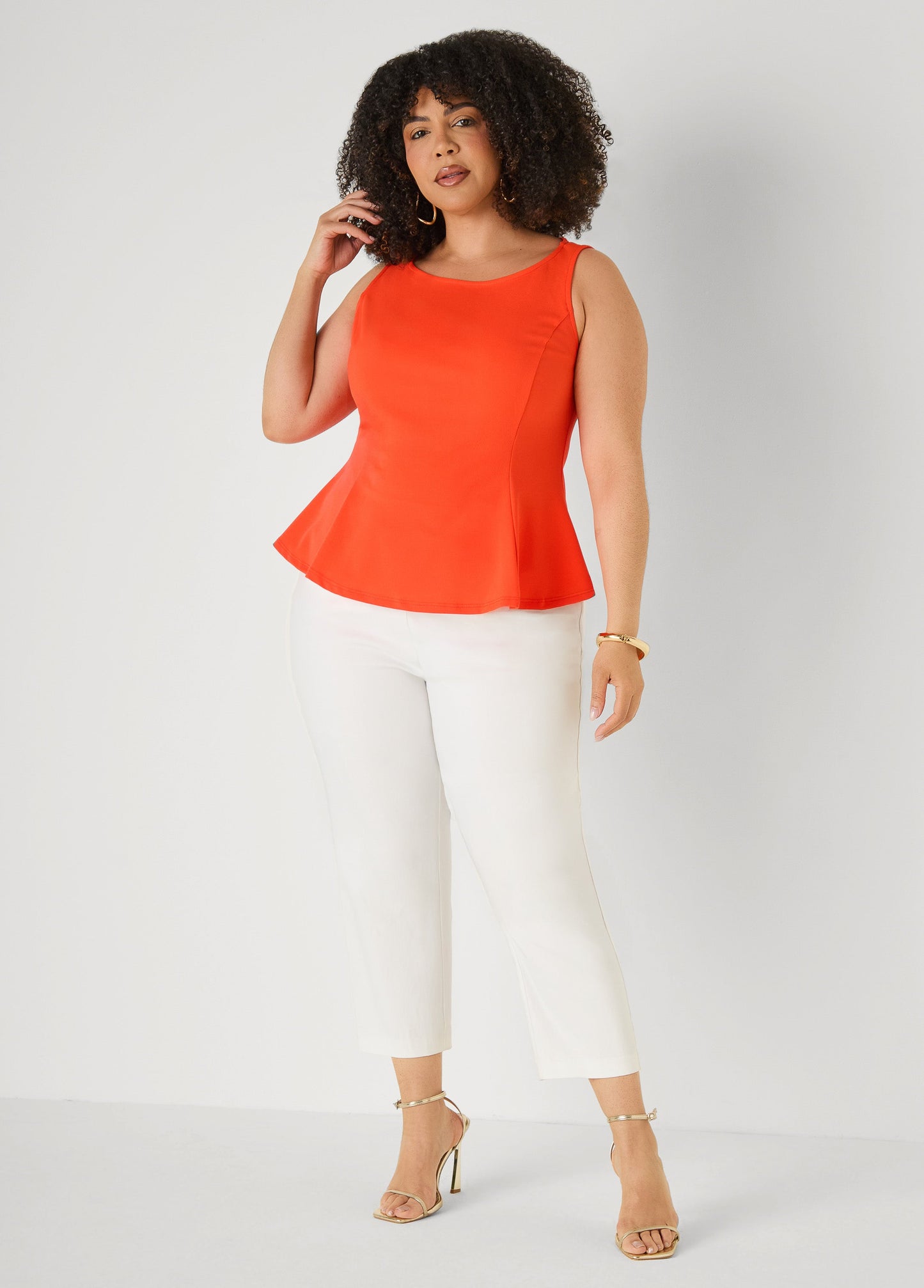 Ashley Stewart Stretch Crepe Peplum Top Royal Blue