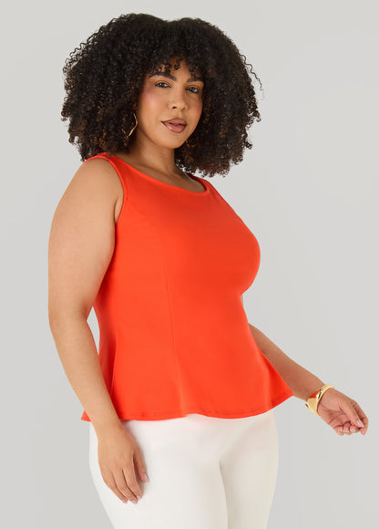 Ashley Stewart Stretch Crepe Peplum Top Royal Blue