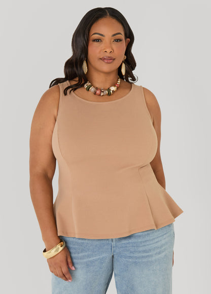 Ashley Stewart Stretch Crepe Peplum Top Royal Blue