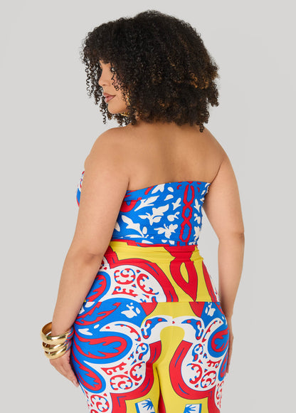 Ashley Stewart Ruched Printed Tube Top Multi
