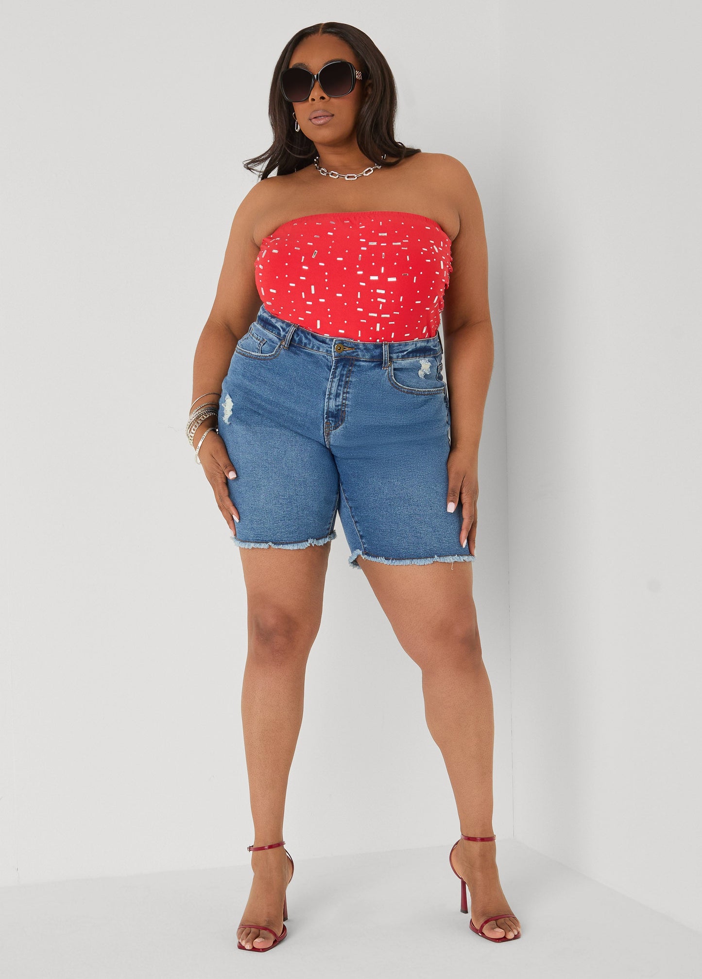Ashley Stewart Crystal Tube Top Poinsettia