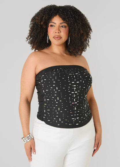 Ashley Stewart Crystal Tube Top Poinsettia