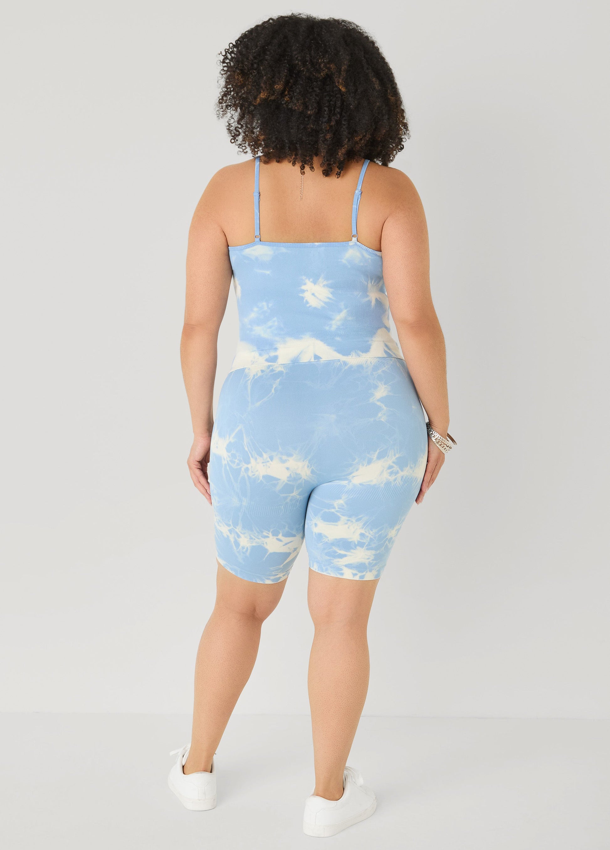 Ashley Stewart Tie Dyed Tank And Biker Shorts Set Black