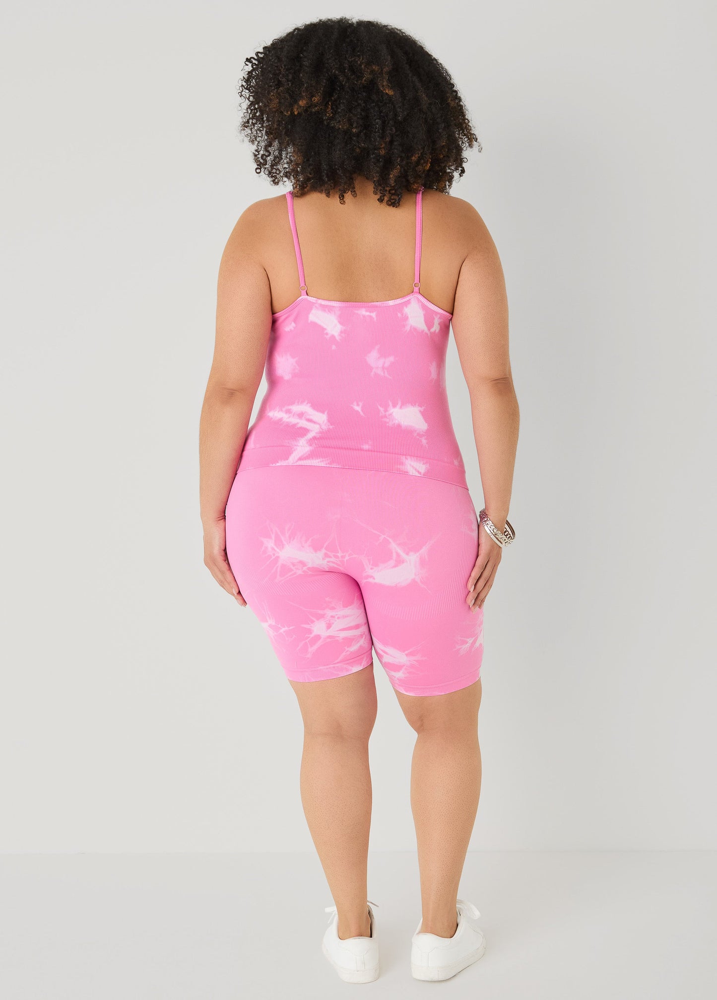 Ashley Stewart Tie Dyed Tank And Biker Shorts Set Black