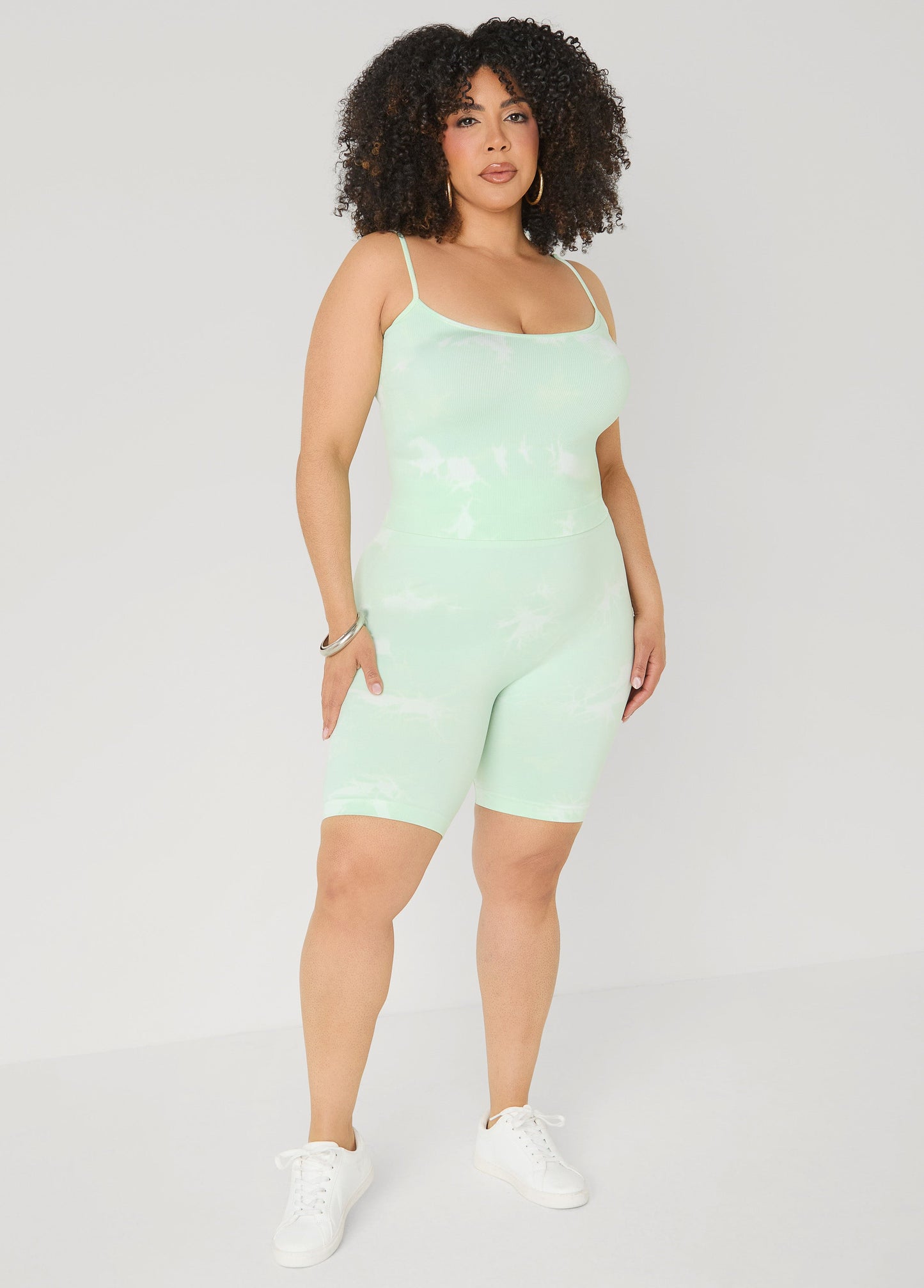Ashley Stewart Tie Dyed Tank And Biker Shorts Set Black
