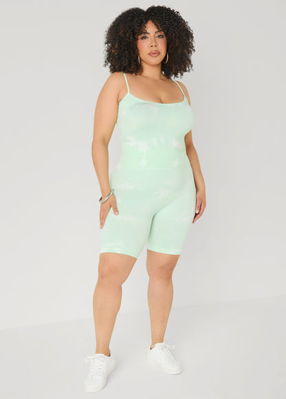 Ashley Stewart Tie Dyed Tank And Biker Shorts Set Black