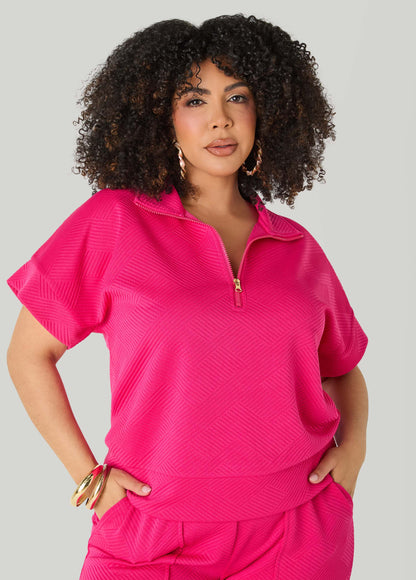 Ashley Stewart Ribbed Athletic Knit Pullover Beetroot Purple