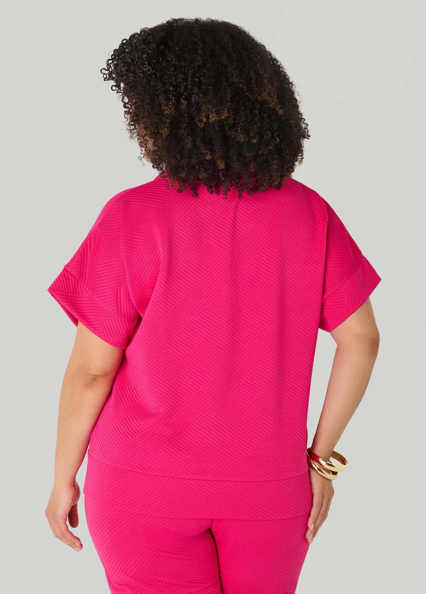 Ashley Stewart Ribbed Athletic Knit Pullover Beetroot Purple