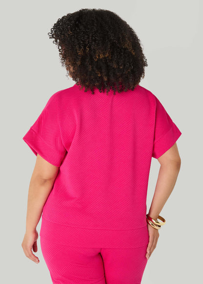 Ashley Stewart Ribbed Athletic Knit Pullover Beetroot Purple