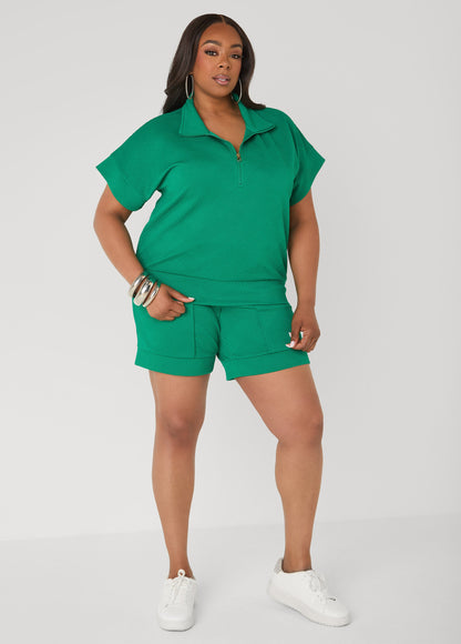 Ashley Stewart Ribbed Athletic Knit Shorts Bosphorus